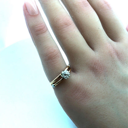 Vintage 18k Yellow Gold European Cut Diamond Ring Carat Size 6