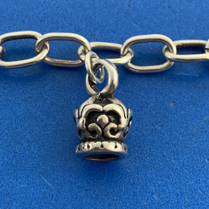 Designer 925 Sterling Silver Five Fleur De Lis Charm Oval Link Toggle Bracelet