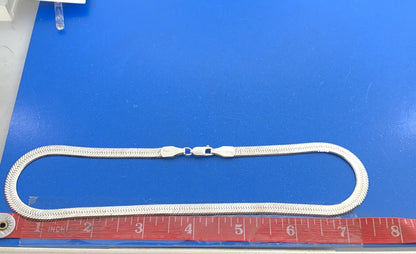 Designer Signed PC 925 Sterling Silver Herringbone Chain Necklace