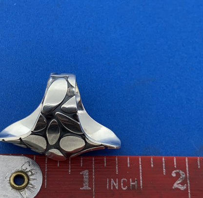 Vintage Taxco Mexico ATI Sterling Silver 925 Modernist Statement Dome Ring