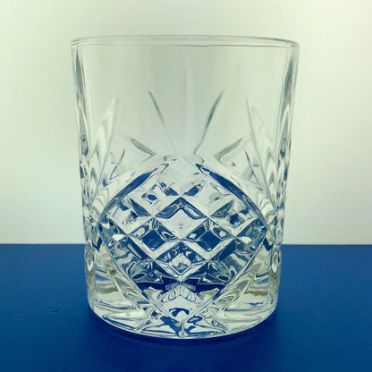 Elegant Starbust Basketweave Pattern Cut Crystal Highball Tumbler Bar Ware Glass