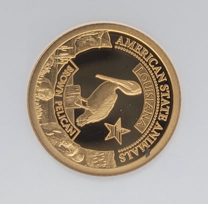 2021 $5 Cook Islands NGC PF70 Proof Cameo .999 Gold 1/2g Louisiana Brown Pelican