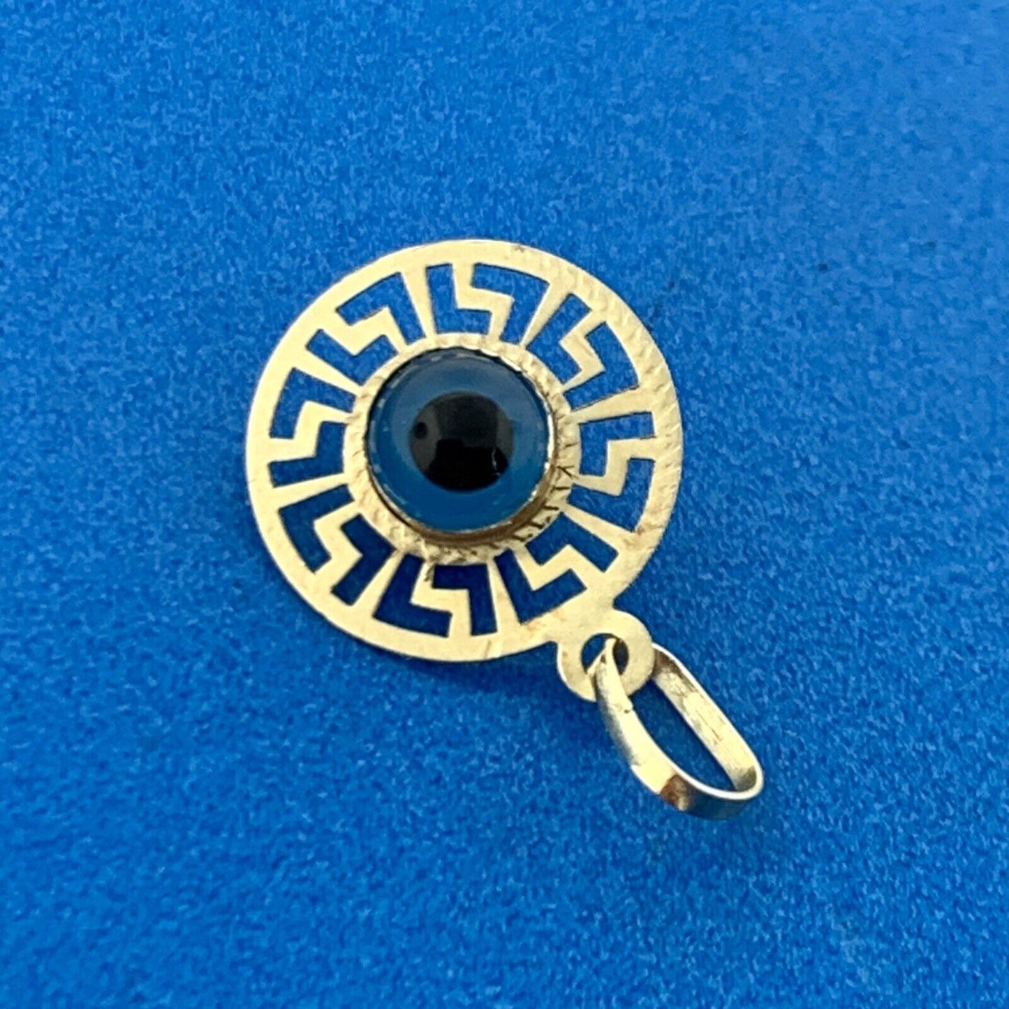 Designer 10K Yellow Gold Evil Eye Good Luck Bad Luck Talisman Charm Pendant