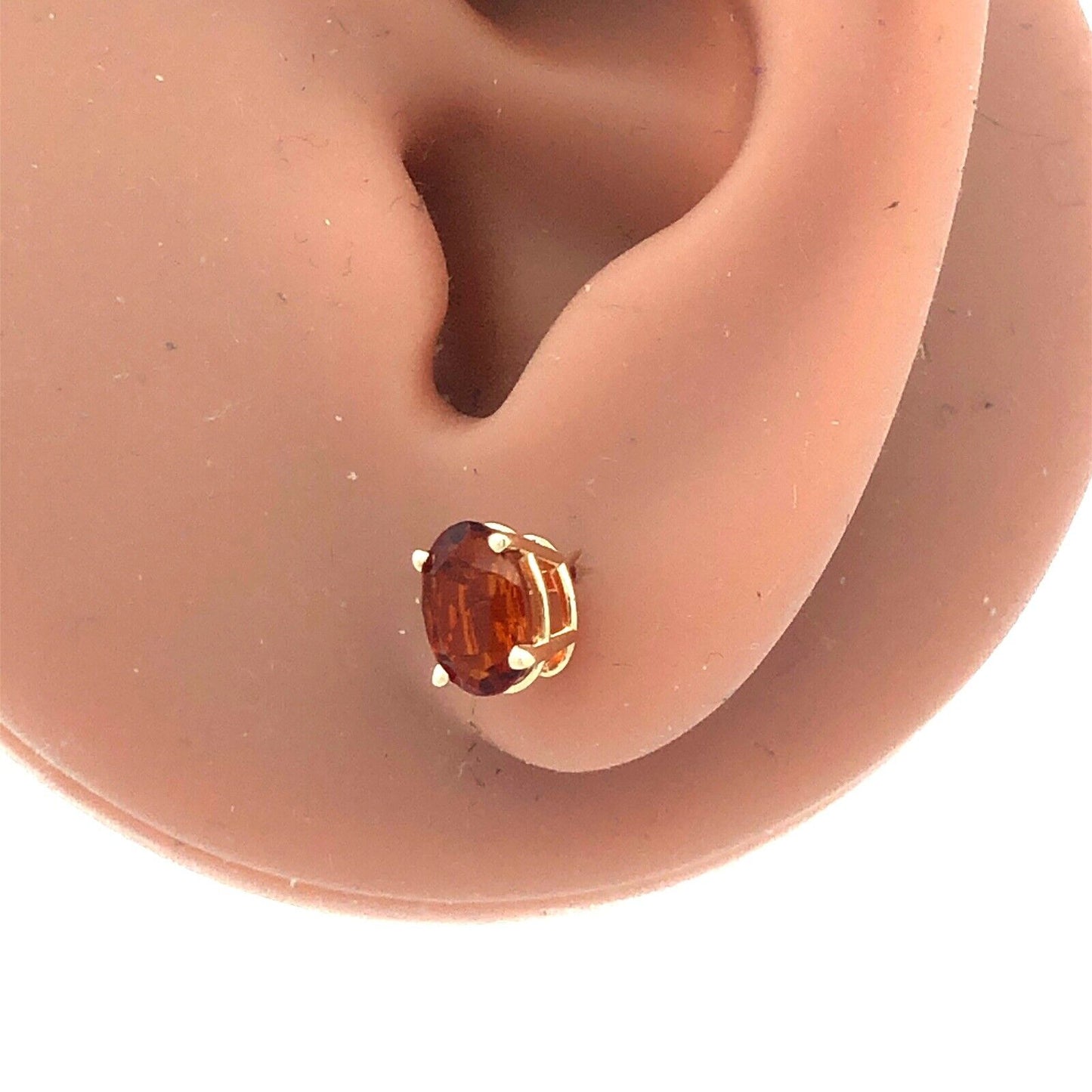 14K Yellow Gold Oval Citrine Solitaire November Anniversary Stud Earrings
