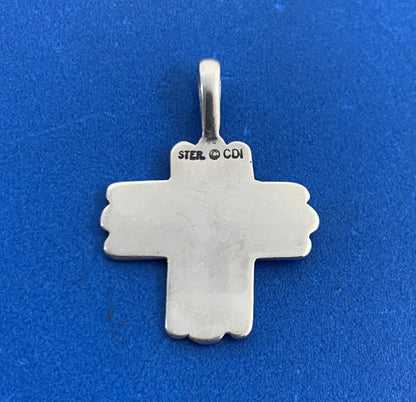 Designer Clyde Duneier CDI 925 Sterling Silver Concho Cross Drop Dangle Pendant