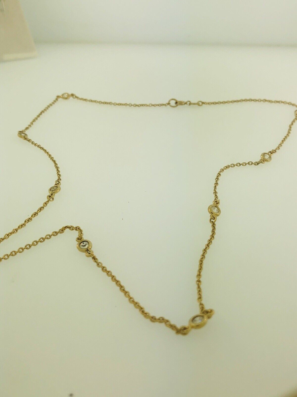 FAS Vermeil Sterling Silver 925 Round Cubic Zirconia CZ Station Necklace