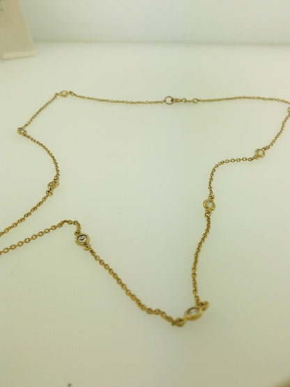 FAS Vermeil Sterling Silver 925 Round Cubic Zirconia CZ Station Necklace