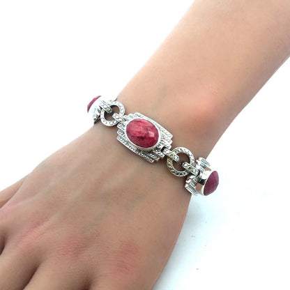 Designer Nicky Butler 925 Sterling Silver Ruby Corundum Statement Panel Bracelet