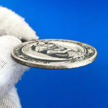 Vintage 925 Sterling Silver Saint Christopher Protect US Religious Disc Pendant