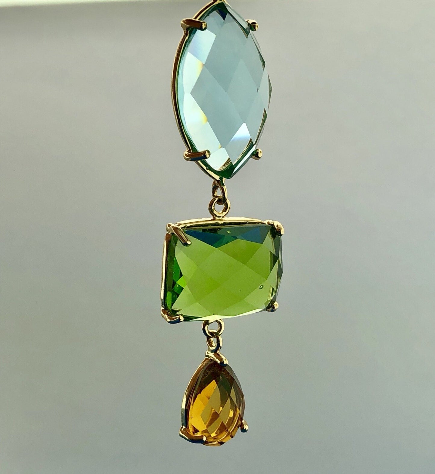 ATHRA 14K Gold Plated Purple Blue Green Orange Cubic Zirconia Drop Necklace NWT
