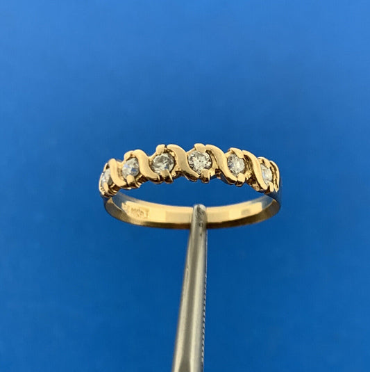 Designer 14k Yellow Gold Round Cut White Diamond Prong Band Ring Size 5.75