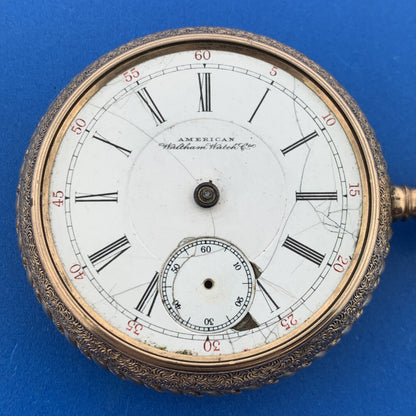 Antique American Waltham Watch Company Gold Filled Open Face Pocket Watch Parts