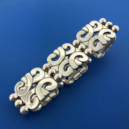 Vintage ATI Mexico Sterling Silver 925 Modernist Artisan Hinged Panel Bracelet