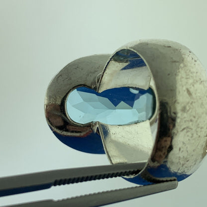 925 Sterling Silver Designer Blue Topaz Solitaire December Anniversary Ring