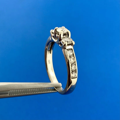 Gorgeous 10k White Gold Round Cut Triple Set Diamond Accent Ring Size 5.25