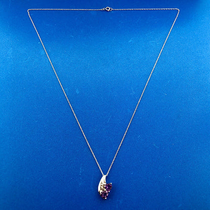Designer 10K White Gold Amethyst Diamond February Anniversary Occasion Necklace
