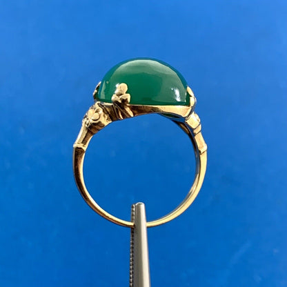 Designer Oval Green Tourmaline 10K Yellow Gold Statement Cocktail Ring