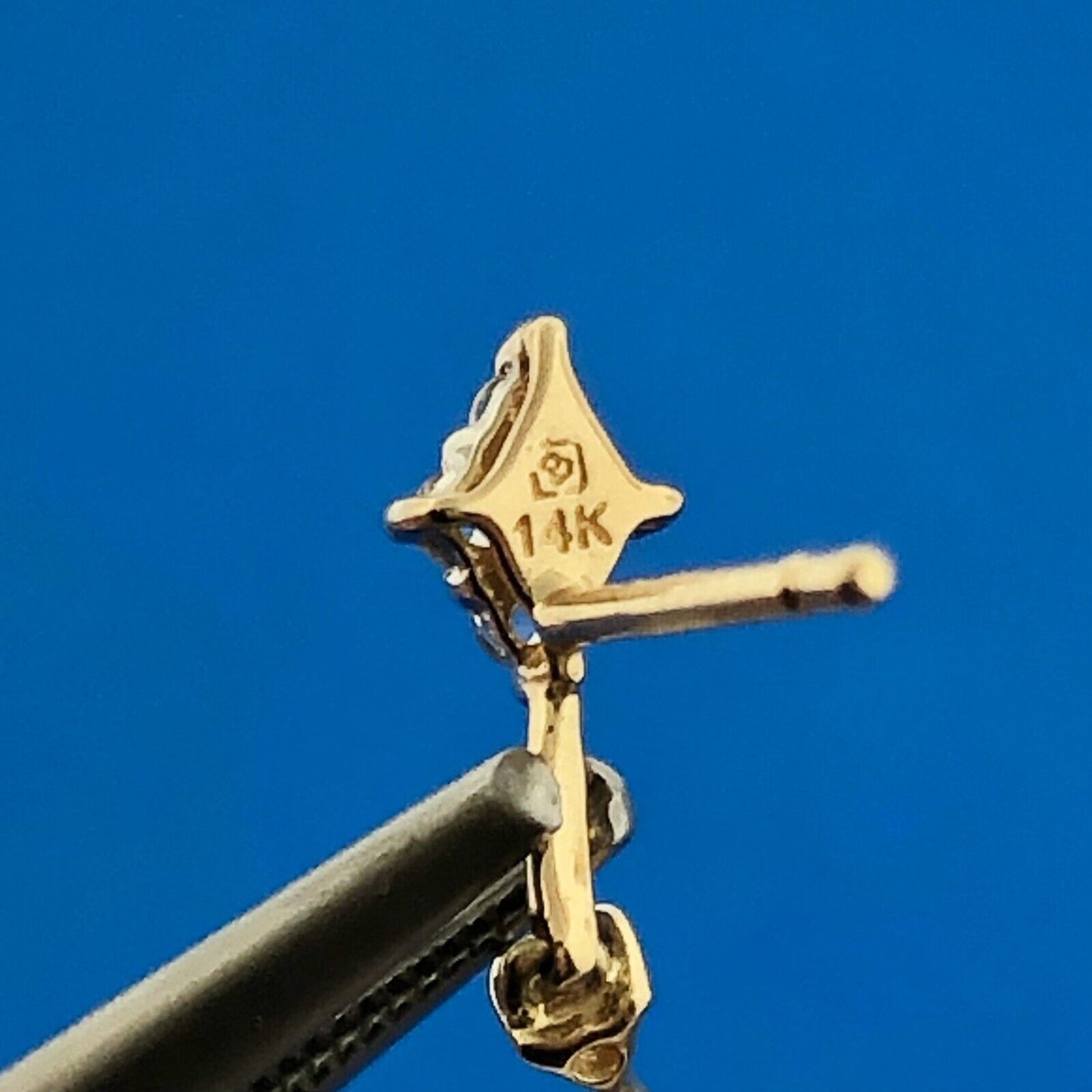 Gorgeous 14k Yellow Gold Cushion Amethyst Quartz Diamond Dangle Stud Earrings