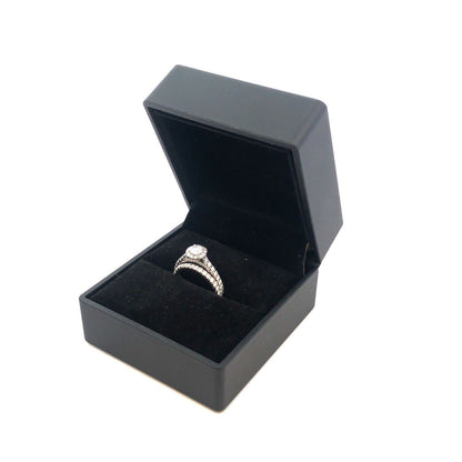 Designer 18K White Gold Round Diamond Solitaire W/Accents 2 Piece Bridal Set
