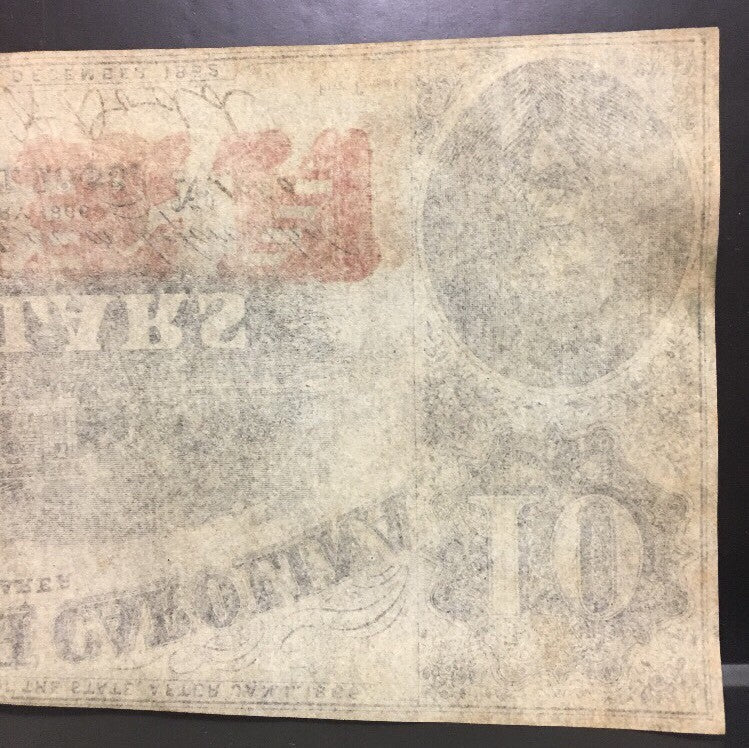 1863 $10 The State of North Carolina Note Civil War Era Possible Inking Error AU
