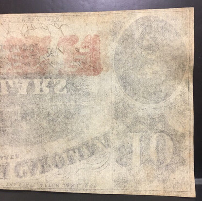 1863 $10 The State of North Carolina Note Civil War Era Possible Inking Error AU