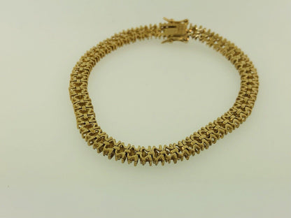 Vintage Sterling Silver 925 Vermeil Diamond Illusion Link Tennis Bracelet S184