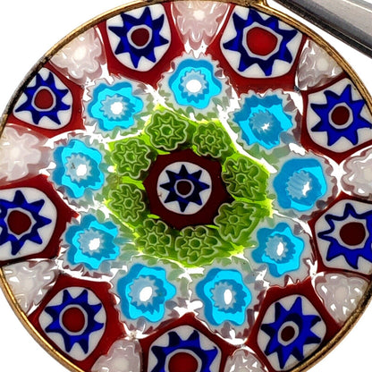 Designer AMV 925 Sterling Silver Gold Vermeil Millefiori Colorful Round Pendant