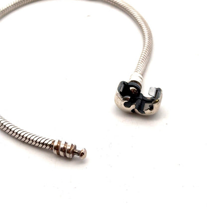 Designer PANDORA 925 Sterling Silver Snake Chain Charm 6.75 Inch Bracelet