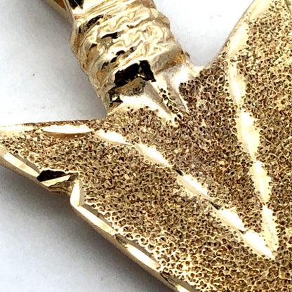 Designer 14K Yellow Gold Textured Diamond Cut Arrow Head Statement Pendant