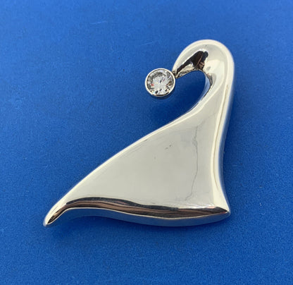 Taxco 925 Sterling Silver Cubic Zirconia Modernist Santa Hat Brooch Pendant