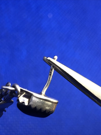 Designer STG 925 Sterling Silver Black Onyx Feather Dangle Drop Stud Earrings