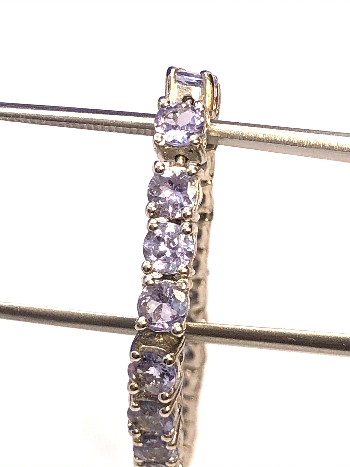 Designer TGGC 925 Sterling Silver Round Purple Tanzanite Tennis Bracelet