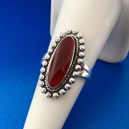 Vintage Bell Trading Post Native American 925 Sterling Silver Red Carnelian Ring