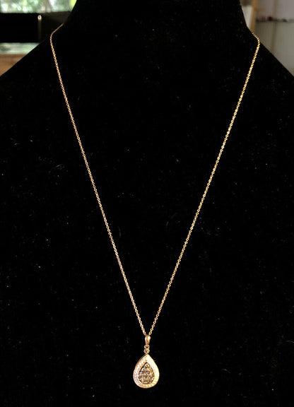 LeVian 14K Rose Gold Chocolate Vanilla Diamond Teardrop Pendant Necklace