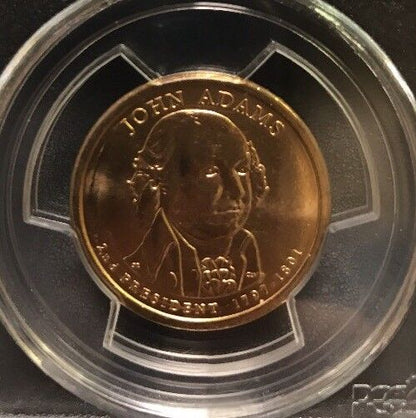 2007 D John Adams Presidential Dollar $1 PCGS MS63 First Day of Issue Position B