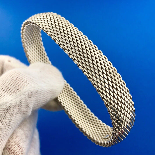 Designer GC Stunning Sterling Silver 925 Snake Link 7.5" Flex Band Bracelet