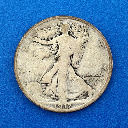 1917 D Obverse Walking Liberty Silver Half Dollar 50c Key Date Denver Coin