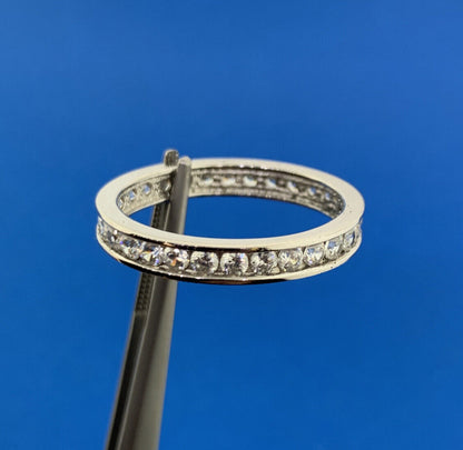 Designer Sterling Silver 925 Channel Set CZ Design Stackable Size 10 Band Ring