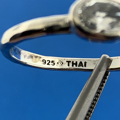 Designer Silpada 925 Sterling Silver Oval White Quartz Stackable Cigar Band Ring