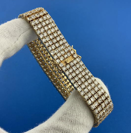Runway Glitz 925 Vermeil Cubic Zirconia Cluster Statement Tennis Bracelet