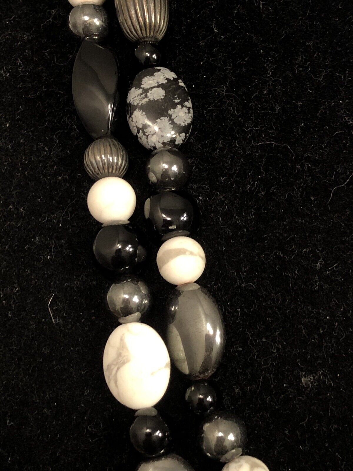 Carolyn Pollack 925 Sterling Silver Mixed Black & White Statement Bead Necklace