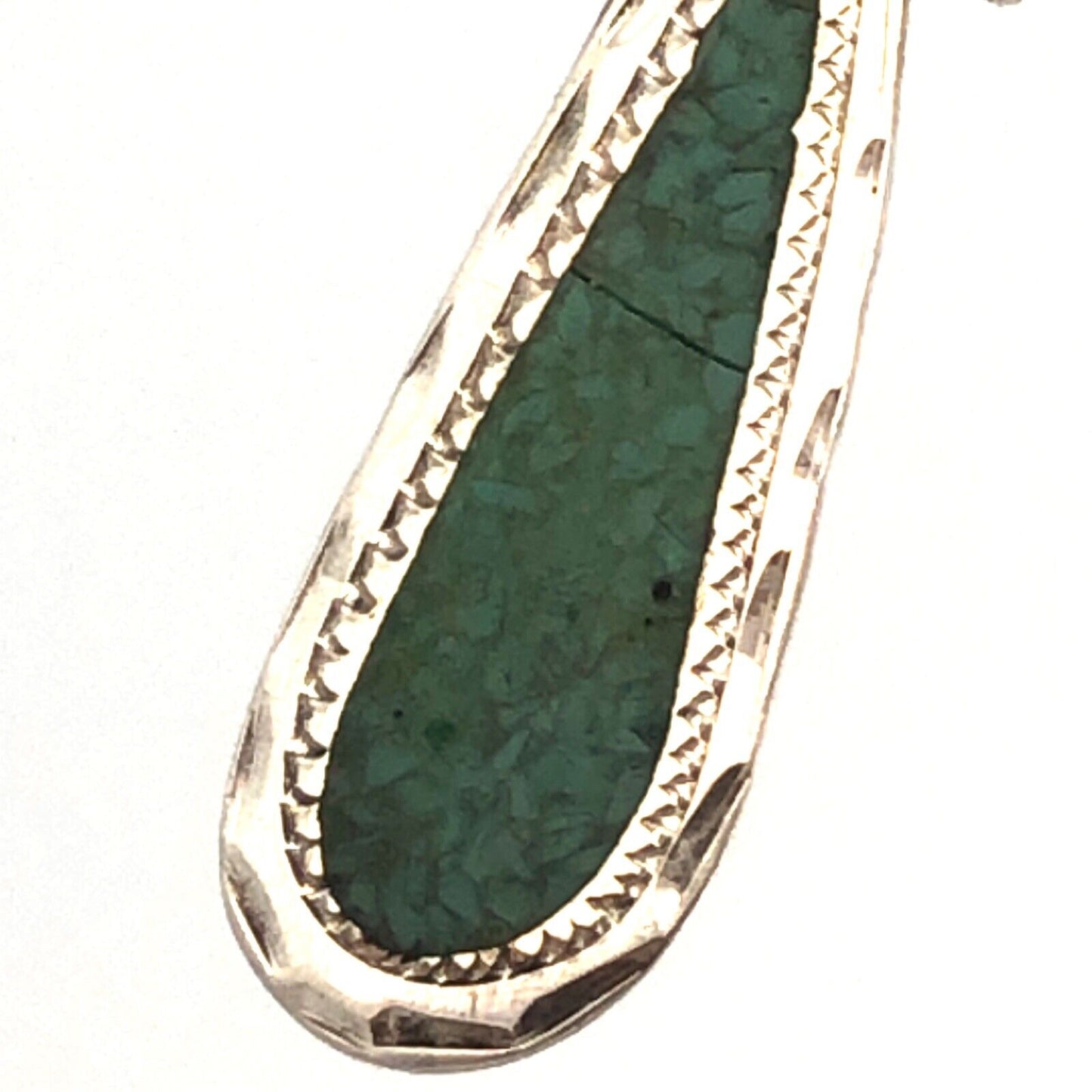 Vintage Taxco Mexico 925 Sterling Silver Turquoise Inlay Statement Cross Pendant