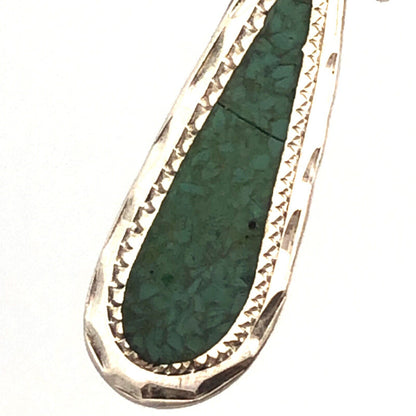 Vintage Taxco Mexico 925 Sterling Silver Turquoise Inlay Statement Cross Pendant