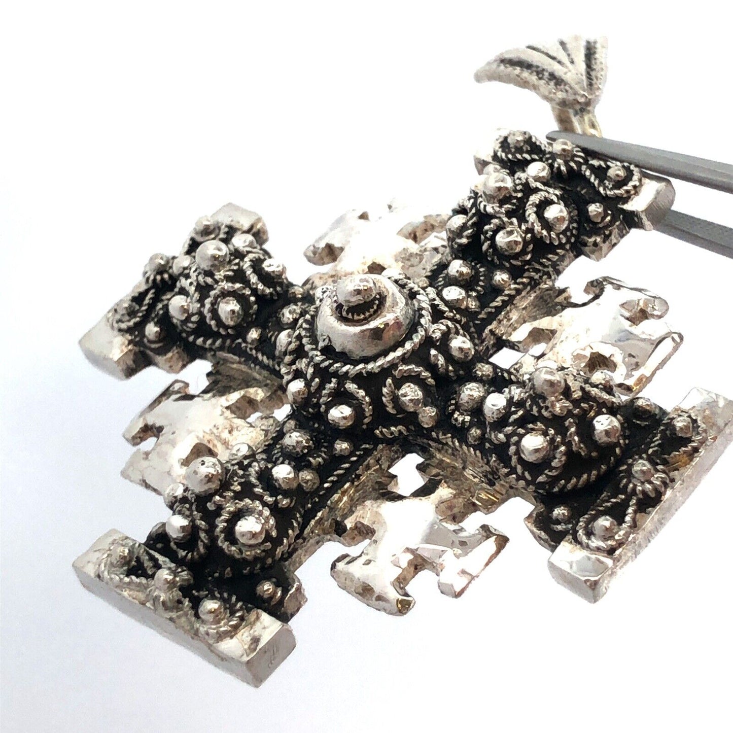 Designer Bethlehem 925 Sterling Silver Jerusalem Cross Statement Pendant