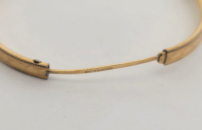 Vintage 12K Yellow Gold Filled Engraved Floral Heart Child Bangle Bracelet