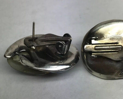 Vintage Sterling Silver 925 Abalone Sea Snail Shell Statement Earrings S162