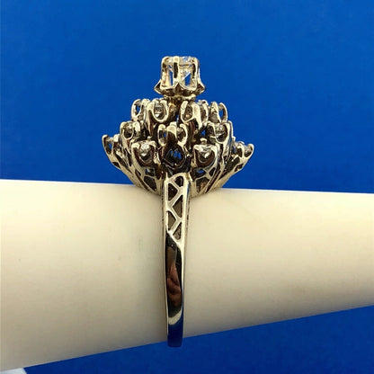 Estate 14K White Gold Diamond Star Cluster Princess Style Cocktail Ring