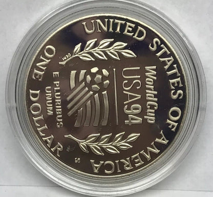 1994 S World Cup USA Commemorative Proof Silver Dollar OMP/COA