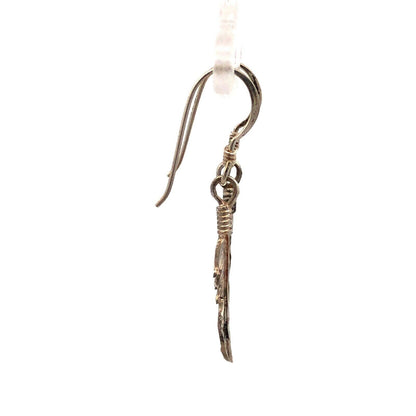 Native American 925 Sterling Silver Feather Drop Dangle Hook Earrings