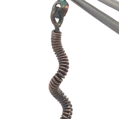 Vintage 925 Sterling Silver Red Resin Flower Floral Spiral Dangle Stud Earrings